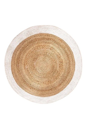 Alfombra de yute natural y blanco 1,50 diametro