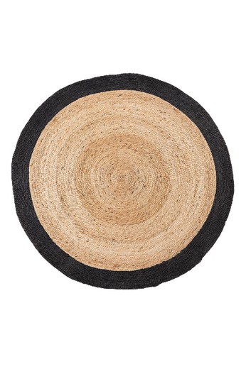 Tapis jute naturel et noir diamètre 1.50