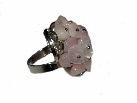 Bague mosaïque quartz rose