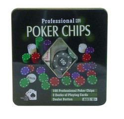 Caja de fichas y cartas para Poker