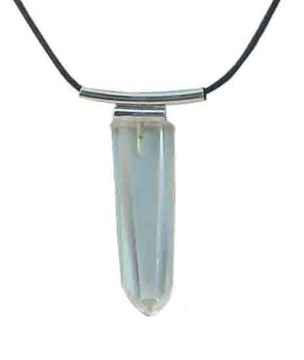 Pendentif tube en cristal de roche