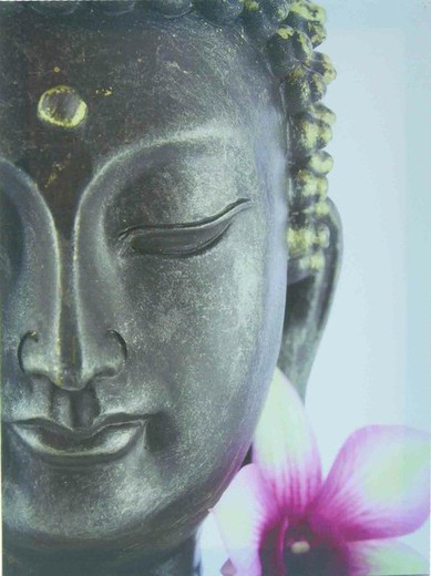 Pintura de Buda de flor branca