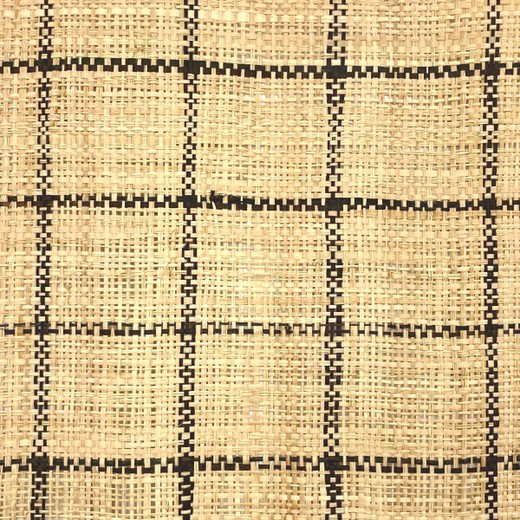 Mètre linéaire de tissu raphia à carreaux noir-naturel largeur 90 cm.