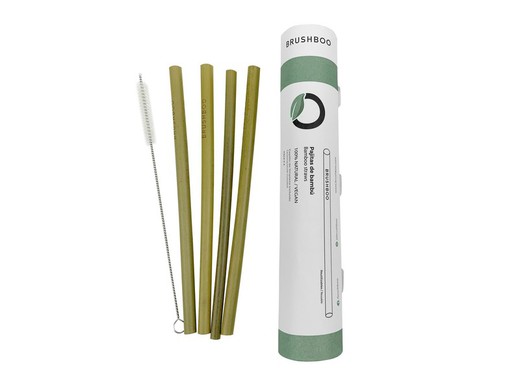 Pack 4 pajitas de bambú