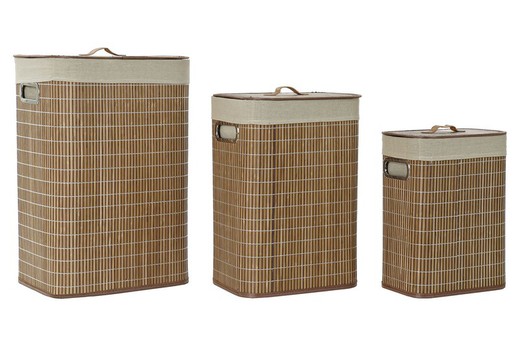 Set de 3 cestas de bambú para la ropa