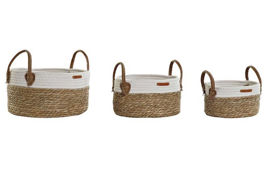 Lot de 3 petits paniers en fibres naturelles et coton