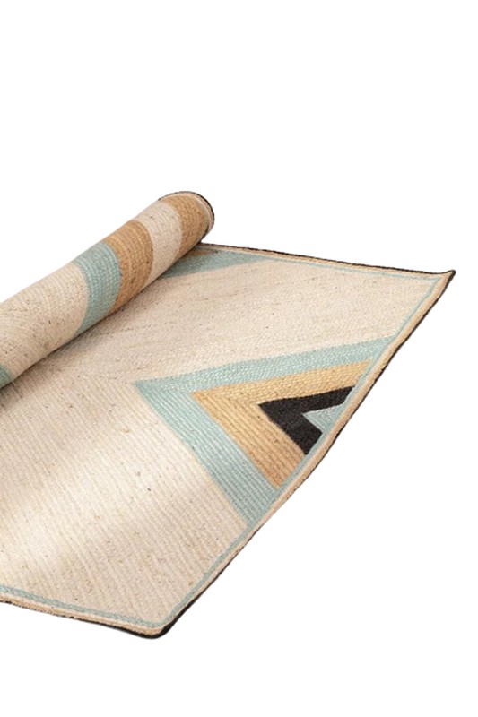CASAVANI Geometric Collection - Alfombra ovalada de 6 x 9 pies, azul y  beige hecha a mano de algodón Chindi trenzado y yute, ideal para zonas de  alto