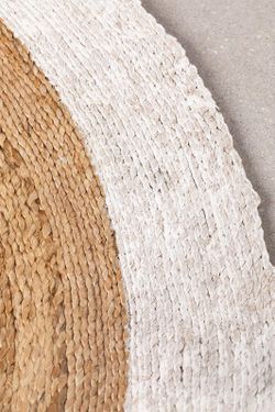 Tappeto in iuta naturale e bianca diametro 1,50