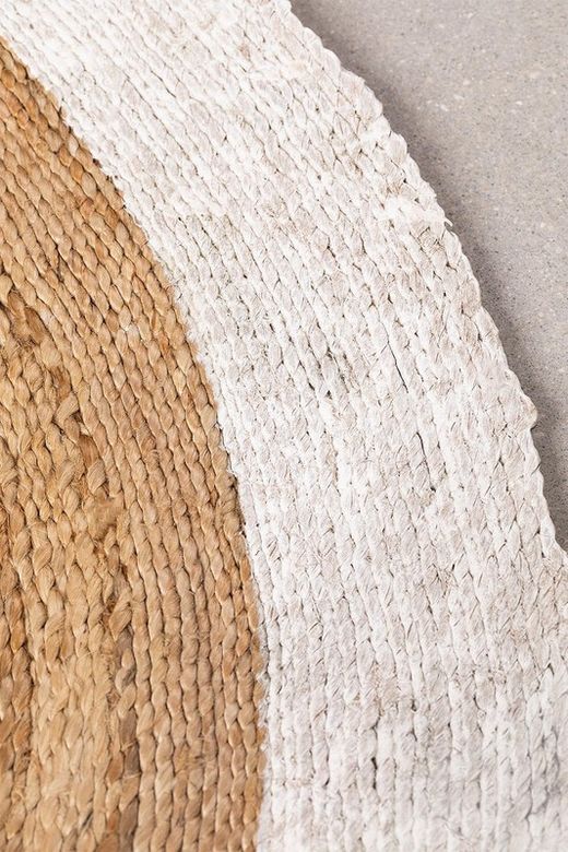 Tappeto in iuta naturale e bianca diametro 1,50