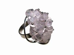 Anello mosaico in quarzo rosa