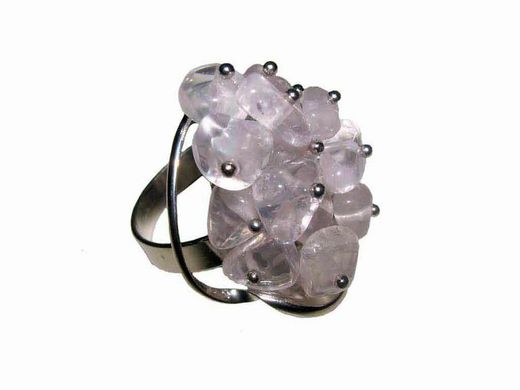 Anello mosaico in quarzo rosa