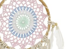 Attrape-rêves au crochet rose