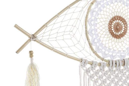 Acchiappasogni all'uncinetto e in rattan Bianco