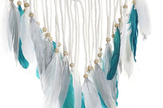 Acchiappasogni triangolare all'uncinetto e in rattan Blu