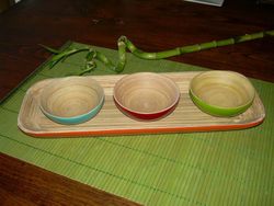 Set vassoio 3 ciotole in bambù