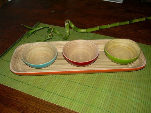 Set vassoio 3 ciotole in bambù