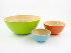 Set de 3 Bols en Bambou Naturel Colorés