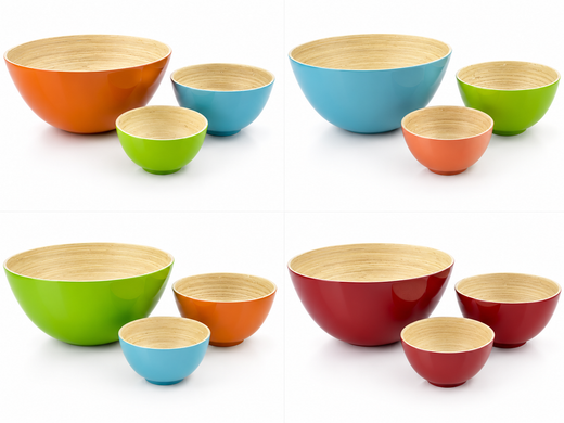 Set de 3 Bols de Bambú Natural de Colores