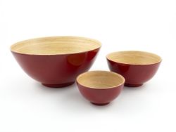 Set de 3 Bols en Bambou Naturel Colorés