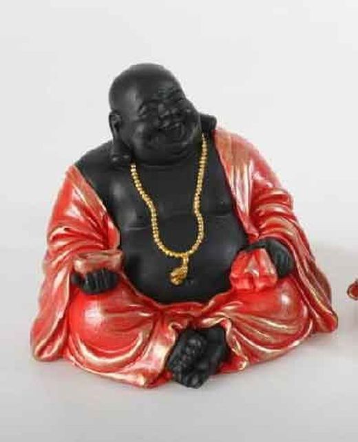 Buda feliz rojo con cuenco