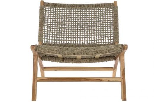 Poltrona in teak e rattan Brown