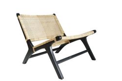 Poltrona in teak nero e rattan naturale