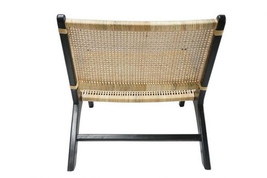 Poltrona in teak nero e rattan naturale