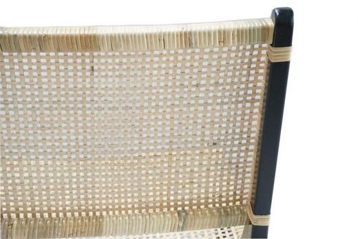 Fauteuil en teck noir et rotin naturel