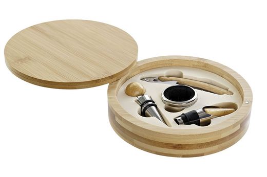 Coffret rond d'accessoires pour le vin