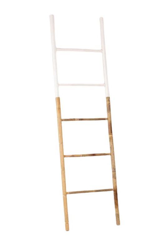 Escada de bambu para decoração bicolor branco/natural