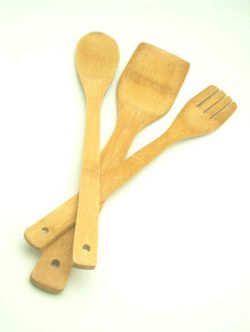 Conjunto de acessórios de bambu colher+pá+garfo
