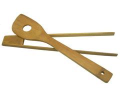 Colher de bambu e conjunto de pinças