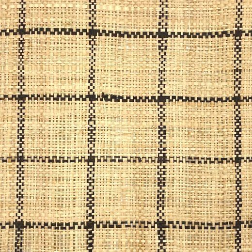 Metro linear de tecido de ráfia xadrez preto-natural, largura 115-120 cm.