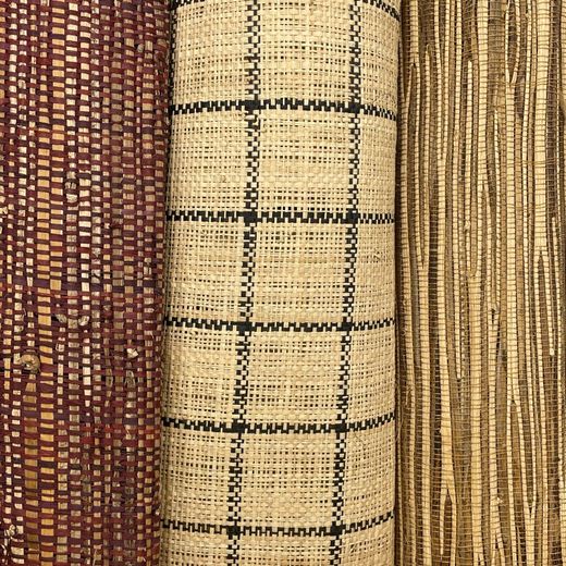 Metro linear de tecido de ráfia xadrez preto-natural, largura 115-120 cm.