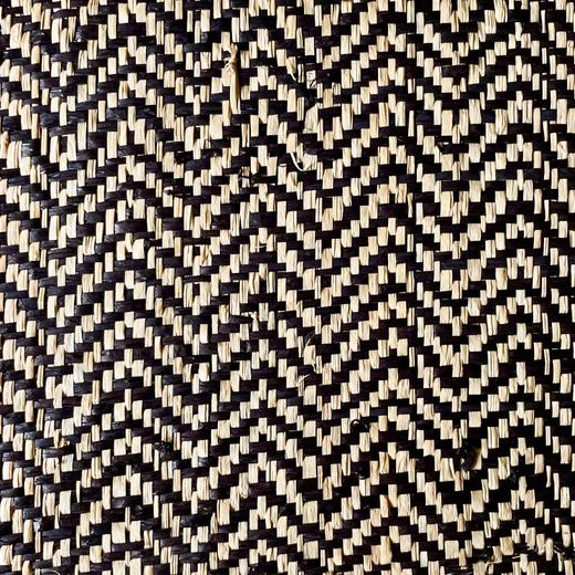 Metro linear de tecido de ráfia Zig-Zag preto natural