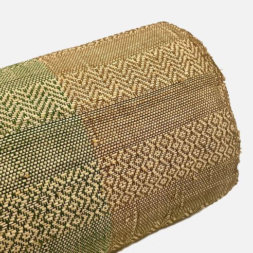 Mètre linéaire de raphia tissé losange zigzag chaîne vert-marron