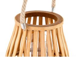 Portacandele in bambù con manico in corda