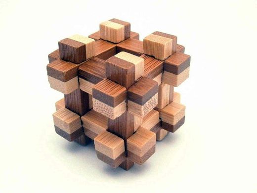Quebra-cabeça de cubo de bambu 3D - 5 cm