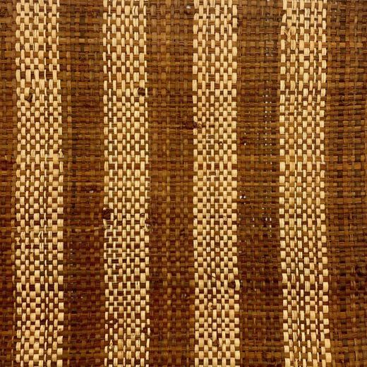 Rouleau tissu raphia rayé marron/naturel trame large 120 cm x 50 mtrs