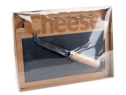 Conjunto 2p tábua de queijos de bambu e ardósia