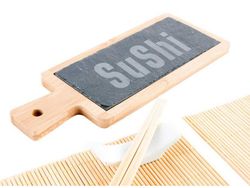 Set 7p Tagliere per sushi in bambù e lavagna