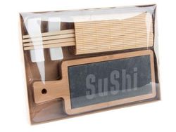 Set 7p Tagliere per sushi in bambù e lavagna