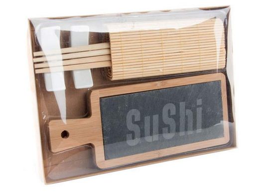 Set 7p Tagliere per sushi in bambù e lavagna