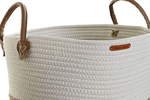 Set di 3 cestini grandi in fibra naturale e cotone