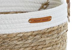 Set di 3 cestini in fibra naturale e cotone