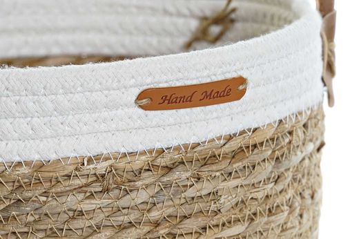 Set di 3 cestini in fibra naturale e cotone