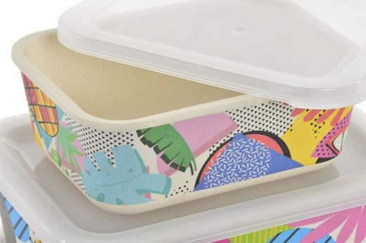 Conjunto de 3 recipientes quadrados de bambu Tropic