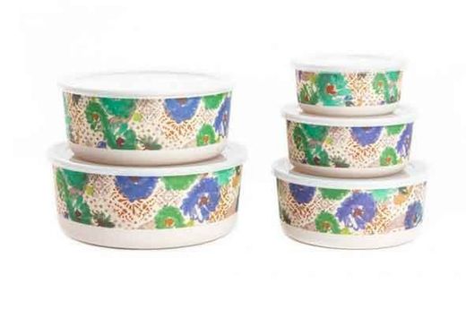 Lot de 5 bacs à fleurs en bambou