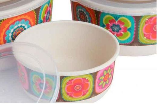 Lot de 5 contenants en bambou Mandalas