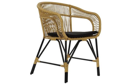 Silla ratan sintetico y metal negro